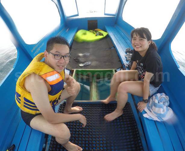 in the snorkeling boat