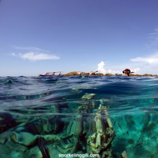 snorkeling underwater statue gili meno